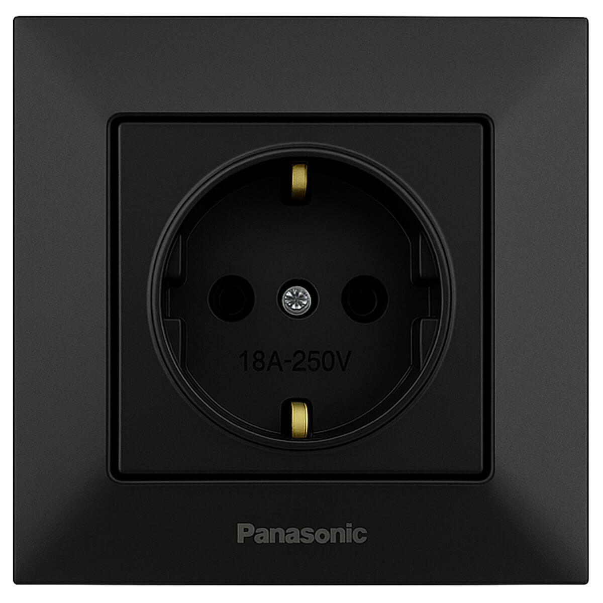 Priză Panasonic Arkedia Slim neagră, cu împământare, cu obturatoare, 16A, IP20 (WNTC02122BL)