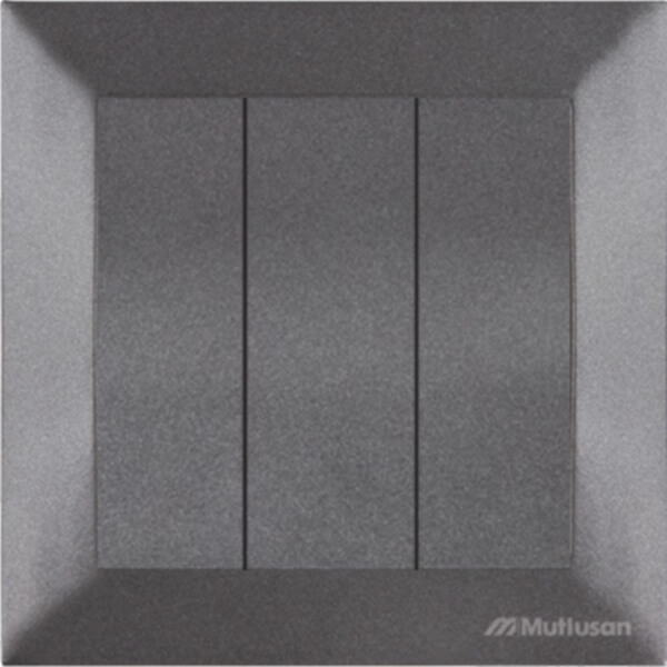 Întrerupător cu 3 butoane Mutlusan Candela Black, negru, 10 A, 250 V, IP20 (art. 21 254 090 195)