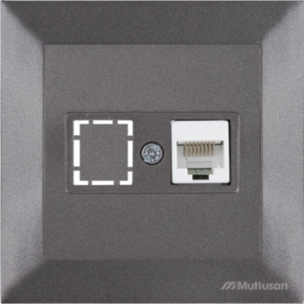 Розетка компьютерная Mutlusan Candela RJ45 (1 порт), чёрная, IP20, скрытый монтаж (Арт. 21 251 360 195)