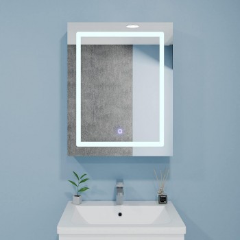 Зеркальный шкаф для ванной Bayro Optima LED Touch 500х700 мм, с подсветкой, сенсорный, правый, белый