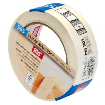 Bandă adezivă de mascare din hârtie pentru zugrăvit Scley 565, albă, 38 mm x 50 m 0300-655038