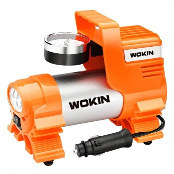 Compresor auto Wokin 12 V, 120 W, 100 PSI, 30 l/min, portabil, cu manometru și LED, alimentare de la brichetă