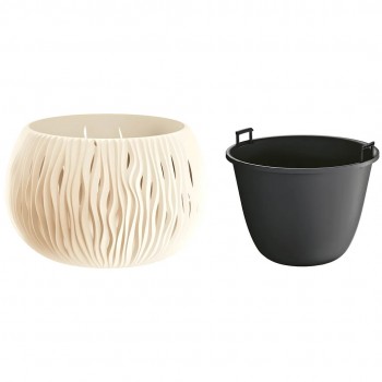 Горшок круглый Prosperplast Sandy Bowl 290х190 / 220х190 мм, кремовый DSK290-CY728