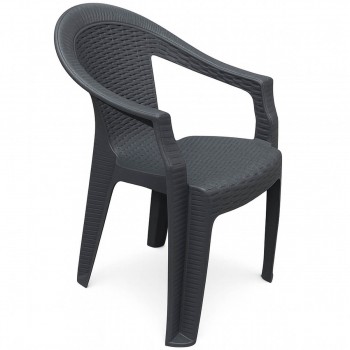 Стул садовый Bella RATTAN 810х570х410 мм, пластиковый, антрацит