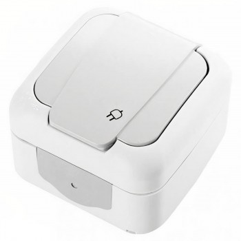 Priză cu capac albă VIKO instalare deschisă 90555408
