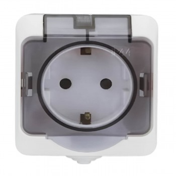 Priză aplicată cu capac 1000kW SELENA AQUA 2P+E 16A, IP44, albă, 220-250 V KW-0206-0703