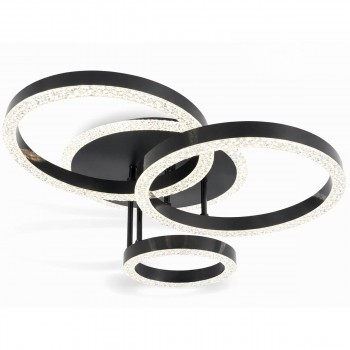 Люстра светодиодная потолочная кольца 2+1, черная 6115Y-2+1 BK