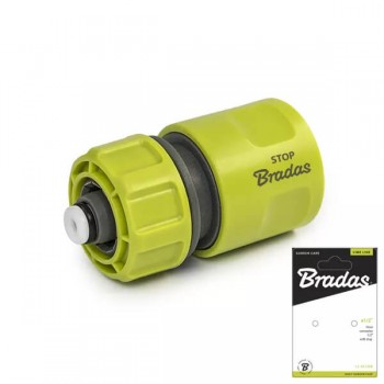 Коннектор быстросъемный с аквастопом для поливочного шланга Bradas LIME LINE LE-02140K, 1/2"