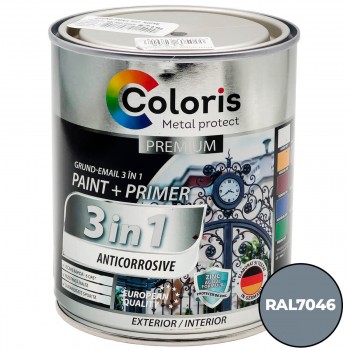 Грунт-эмаль антикоррозионная Coloris Premium 3 в 1, серая RAL7046, 2.7 л