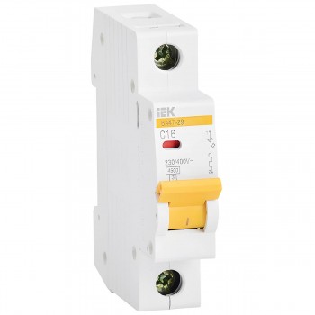 Автоматический выключатель IEK ВА47-29 1P, тип С, 4.5 кА, 16 А, 230-400 В