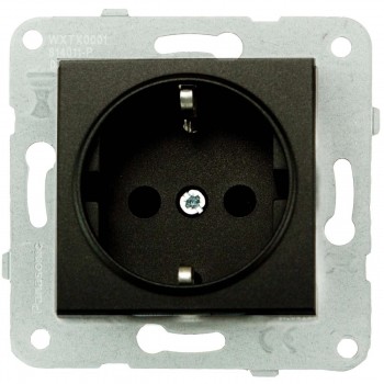 Розетка Schuko Panasonic Arkedia Slim с заземлением 16А черная без рамки скрытый монтаж IP20 WKTT02022BL