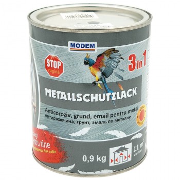 Грунт-эмаль по ржавчине MODEM Metallschutzlack светло-серый 3в1 глянцевая 0,9 кг