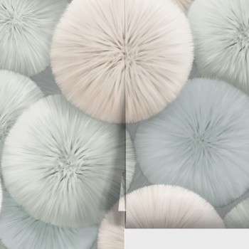Обои виниловые на флизелиновой основе Wallsecret Comfort Pompon 8992-18 зеленый 10 м х 1,06 м