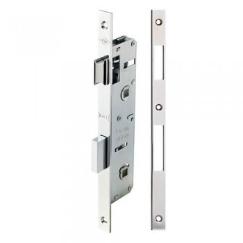 Broască îngropată îngustă Kale Kilit 269 PWC, WC, pentru uși PVC și aluminiu, interax 90 mm, backset 20-35 mm, nichel