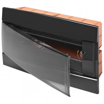 Tablou electric incastrat Gewiss 12+1 module, negru, IP40, 328x218x106 mm GW40229TN