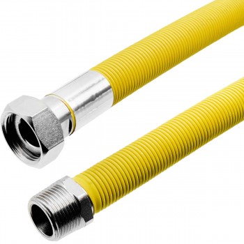 Furtun pentru gaz extensibil EVS Flex 3/4 filet intern x 3/4 filet extern 100-200 cm cu acoperire PVC galben