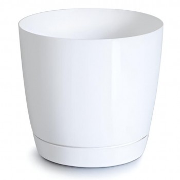 Ghiveci pentru flori Prosperplast Coubi Round P, alb, diametru 21 cm, înălțime 19,3 cm DUOP210-S449