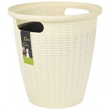Кашпо InGreen Rattan 10 л с внутренним горшком 6 л, 26.6х26.6х27.6 см, цвет сливочный ING6215СЛВ