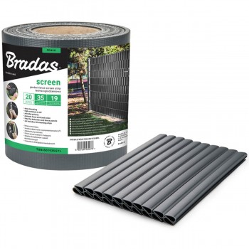 Лента ограждающая ПВХ Bradas 19 см х 35 м, 450 г/м2, антрацит RAL 7016, + 20 шт. клипс