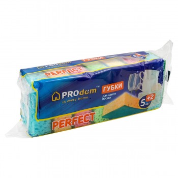 Губки кухонные Prodom Perfect пористые 95x65x35 мм набор 7 шт 5+2 для мытья посуды