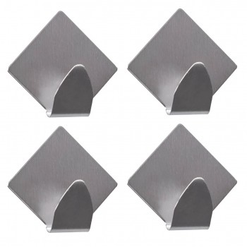 Set de cârlige autoadezive pătrate din oțel inoxidabil, pentru baie și bucătărie, 4 bucăți 2-107
