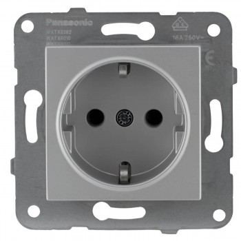 Розетка без рамки с заземлением Panasonic Karre Plus серебряная WKTT0202-2SL