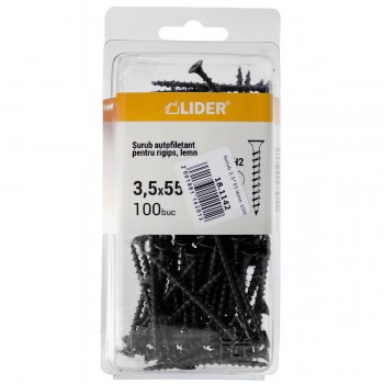 Șurub pentru lemn și gips-carton Lider 3.5x55 mm 100 bucăți (Art. 002109)