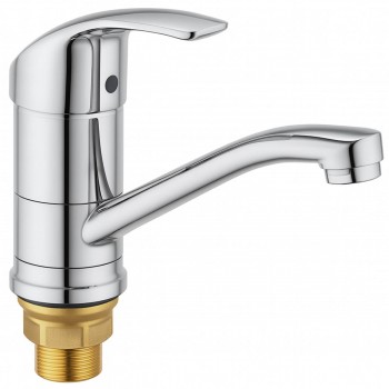 Baterie pentru bucătărie Silvera Roca monocomandă, din alamă, crom, cu pipă scurtă