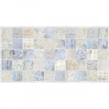 Декоративная стеновая панель ПВХ 96х48 см Майолика серо-голубая