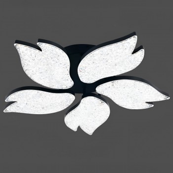 Люстра светодиодная потолочная, черная, 5 кристальных плафона, накладная 26281/5