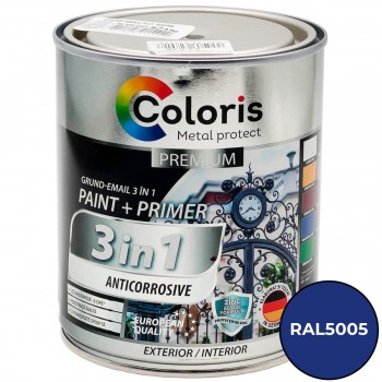 Грунт-эмаль антикоррозионная Coloris Premium 3 в 1, синяя RAL5005, 2.7 л