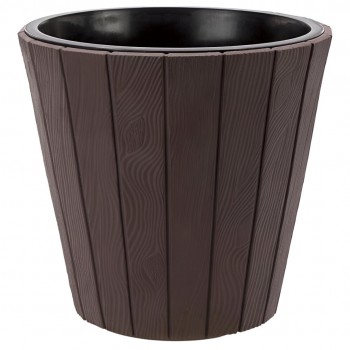 Горшок для цветов Prosperplast Woode DBWO400-R222, 18/29 л, 393х370 мм, пластиковый, коричневый