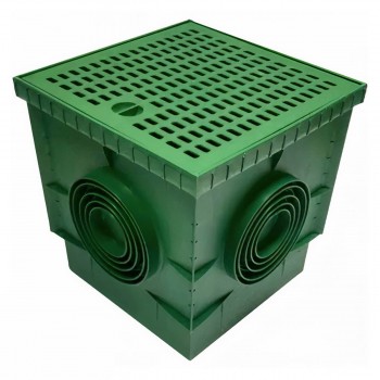 Camin pluvial cu grilă Stamplast TOP 200x200x200 mm din polipropilenă verde 0111743