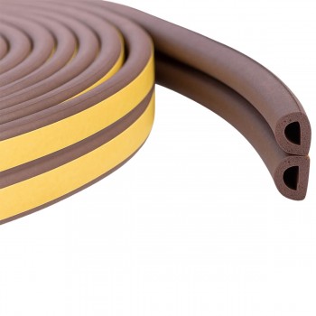 Лента уплотнительная самоклеящаяся для дверей и окон, D-профиль PRIMAFLEX 12х10 мм, коричневая