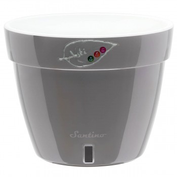 Ghiveci pentru flori cu autoirigare Santino ASTI 6 L, gri-alb, din plastic, 235x180 mm