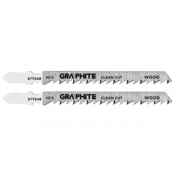 Пилки для лобзика по дереву GRAPHITE HCS 100 мм, 6 TPI, T-хвостовик, набор 2 шт 57T548