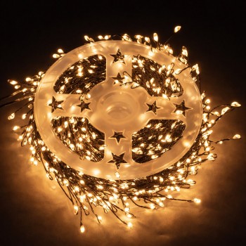 Ghirlandă LED cu 1000 de beculețe, 30 m, lumină albă caldă, cablu verde