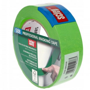 Bandă de mascare pentru vopsit SCLEY 588, 38 mm x 50 m, verde, rezistentă la UV, până la 14 zile