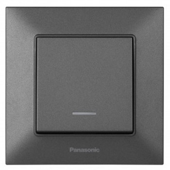 Выключатель одноклавишный с индикатором скрытой установки Panasonic Arkedia Slim антрацит WNTC0002-2DG