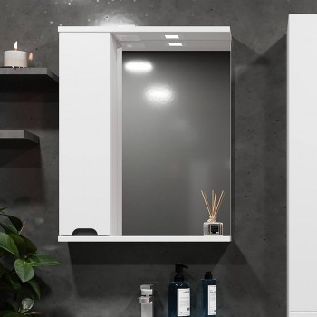 Dulap cu oglindă pentru baie Bayro Etna 613x754 mm, stânga, alb mat