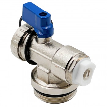 Концевой элемент коллектора 1 дюйм с воздухоотводчиком (кран Маевского) и сливным краном, латунь никелированная