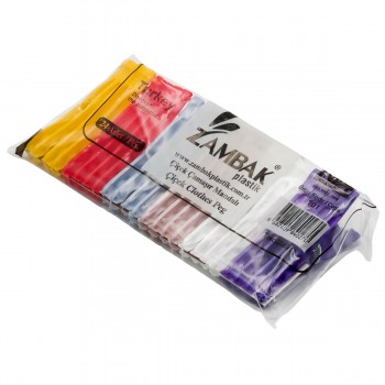 Clește pentru rufe Zambak ZP101 din plastic, multicolore, 24 buc
