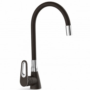 Baterie pentru bucătărie Darko cu pipă flexibilă, negru/crom, monocomandă (Art. 40460)