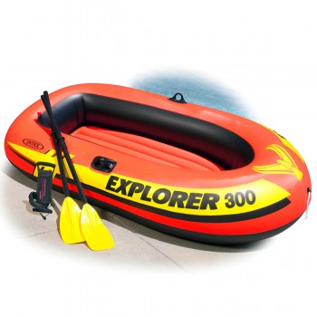 Надувная лодка INTEX Explorer 300 комплект 211х117 см, с веслами и насосом, до 186 кг