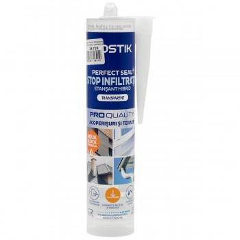 Ermetic hibrid Bostik Perfect Seal Stop Infiltratii 290 ml, transparent, pentru acoperișuri și terase