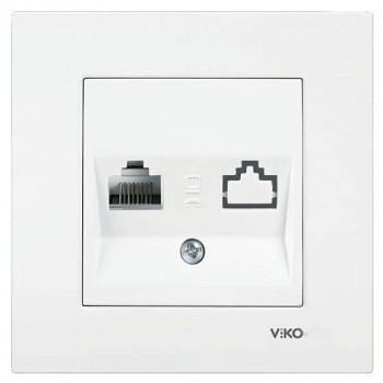 Розетка компьютерная + телефонная VIKO белая Karre 90960035