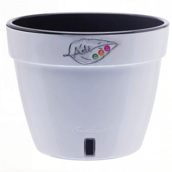 Ghiveci pentru flori cu autoirigare Santino ASTI 2,5 L, alb-negru, plastic, d.18x14 cm AST25WHT/BL