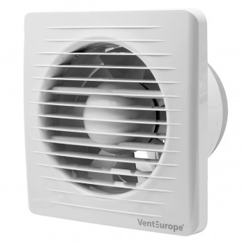 Ventilator de evacuare axial Vent Europe CLASSIC 125 d.125 mm, 14 W, cu indicator, supapă de reținere și senzor de umiditate, alb, din plastic
