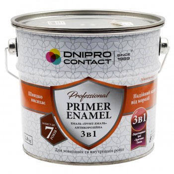 Грунт-эмаль антикоррозионная DNIPRO Contact PRIMER ENAMEL красно-коричневый 3в1 глянцевая 2,5 кг