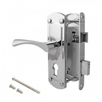 Замок врезной цилиндровый с ручками APECS 1423-CR, хром, межосевое 58.5 мм, Backset 55 мм, под евроцилиндр